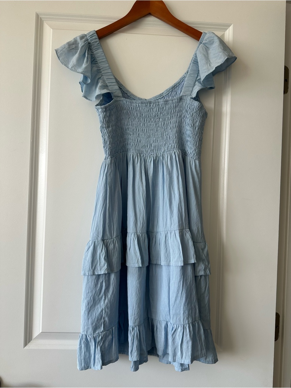 Light Blue Ruffle Tiered Women’s Dress - Picture 4 of 4